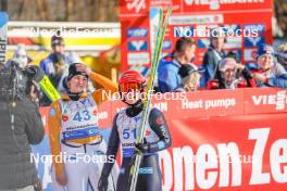 25.02.2024, Hinzenbach, Austria (AUT): Anna Rupprecht (GER), Katharina Schmid (GER), (l-r)  - FIS world cup ski jumping women, individual HS90, Hinzenbach (AUT). www.nordicfocus.com. © Volk/NordicFocus. Every downloaded picture is fee-liable
