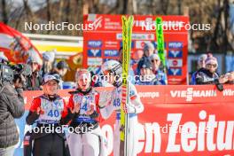 25.02.2024, Hinzenbach, Austria (AUT): Chiara Kreuzer (AUT), Julia Muehlbacher (AUT), Lisa Eder (AUT), (l-r)  - FIS world cup ski jumping women, individual HS90, Hinzenbach (AUT). www.nordicfocus.com. © Volk/NordicFocus. Every downloaded picture is fee-liable