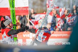 25.02.2024, Hinzenbach, Austria (AUT): Jacqueline Seifriedsberger (AUT), Eva Pinkelnig (AUT), (l-r)  - FIS world cup ski jumping women, individual HS90, Hinzenbach (AUT). www.nordicfocus.com. © Volk/NordicFocus. Every downloaded picture is fee-liable