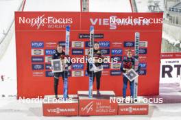 13.03.2024, Trondheim, Norway (NOR): Eirin Maria Kvandal (NOR), Nika Prevc (SLO), Eva Pinkelnig (AUT), (l-r) - FIS world cup ski jumping women, individual HS140, Trondheim (NOR). www.nordicfocus.com. © Thibaut/NordicFocus. Every downloaded picture is fee-liable.