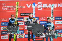 17.03.2024, Vikersund, Norway (NOR): Silje Opseth (NOR), Eirin Maria Kvandal (NOR), Eva Pinkelnig (AUT), (l-r)  - FIS world cup ski flying women, individual HS240, Vikersund (NOR). www.nordicfocus.com. © Authamayou/NordicFocus. Every downloaded picture is fee-liable.