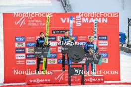 17.03.2024, Vikersund, Norway (NOR): Silje Opseth (NOR), Eirin Maria Kvandal (NOR), Eva Pinkelnig (AUT), (l-r)  - FIS world cup ski flying women, individual HS240, Vikersund (NOR). www.nordicfocus.com. © Authamayou/NordicFocus. Every downloaded picture is fee-liable.