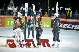 21.03.2024, Planica, Slovenia (SLO): Nika Prevc (SLO), Eva Pinkelnig (AUT), Alexandria Loutitt (CAN), (l-r) - FIS world cup ski flying women, individual HS102, Planica (SLO). www.nordicfocus.com. © Reichert/NordicFocus. Every downloaded picture is fee-liable.