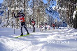 13.01.2024, Sexten, Italy (ITA): Torleif Syrstad (NOR), Andreas Nygaard (NOR), Oskar Kardin (SWE), Axel Jutterstroem (SWE), Thomas Joly (FRA), (l-r)  - Ski Classics 3 Zinnen Ski Marathon - Sexten (ITA). www.nordicfocus.com. © Vanzetta/NordicFocus. Every downloaded picture is fee-liable.