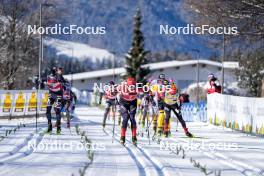 13.01.2024, Sexten, Italy (ITA): Emil Persson (SWE), Andreas Nygaard (NOR), Kasper Stadaas (NOR), (l-r)  - Ski Classics 3 Zinnen Ski Marathon - Sexten (ITA). www.nordicfocus.com. © Vanzetta/NordicFocus. Every downloaded picture is fee-liable.