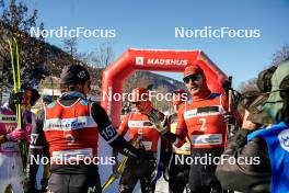 13.01.2024, Sexten, Italy (ITA): Oskar Kardin (SWE), Johan Hoel (NOR), Andreas Nygaard (NOR), (l-r)  - Ski Classics 3 Zinnen Ski Marathon - Sexten (ITA). www.nordicfocus.com. © Vanzetta/NordicFocus. Every downloaded picture is fee-liable.