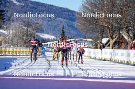 13.01.2024, Sexten, Italy (ITA): Emil Persson (SWE), Andreas Nygaard (NOR), Axel Jutterstroem (SWE), (l-r)  - Ski Classics 3 Zinnen Ski Marathon - Sexten (ITA). www.nordicfocus.com. © Vanzetta/NordicFocus. Every downloaded picture is fee-liable.