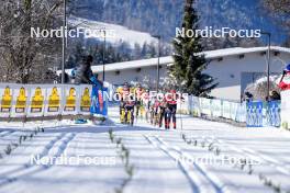 13.01.2024, Sexten, Italy (ITA): Ole Joergen Bruvoll (NOR), Magnus Vesterheim (NOR), Emil Persson (SWE), Andreas Nygaard (NOR), (l-r)  - Ski Classics 3 Zinnen Ski Marathon - Sexten (ITA). www.nordicfocus.com. © Vanzetta/NordicFocus. Every downloaded picture is fee-liable.