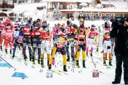 13.01.2024, Sexten, Italy (ITA): Thomas Oedegaarden (NOR), Johannes Ekloef (SWE), Amund Riege (NOR), (l-r)  - Ski Classics 3 Zinnen Ski Marathon - Sexten (ITA). www.nordicfocus.com. © Vanzetta/NordicFocus. Every downloaded picture is fee-liable.