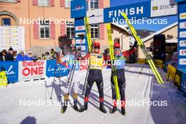 20.01.2024, Zuoz Switzerland (SUI): Thomas Oedegaarden (NOR), Kasper Stadaas (NOR), Johan Hoel (NOR), (l-r)  - Ski Classics La Diagonela, Zuoz (SUI). www.nordicfocus.com. © Barbieri/NordicFocus. Every downloaded picture is fee-liable.