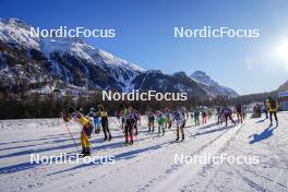20.01.2024, Zuoz Switzerland (SUI): Emilie Fleten (NOR), Ida Dahl (SWE), Magni Smedaas (NOR), (l-r)  - Ski Classics La Diagonela, Zuoz (SUI). www.nordicfocus.com. © Barbieri/NordicFocus. Every downloaded picture is fee-liable.