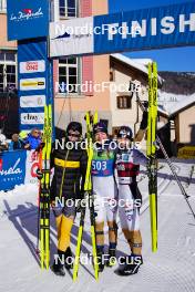 20.01.2024, Zuoz Switzerland (SUI): Emilie Fleten (NOR), Magni Smedaas (NOR), Kati Roivas (FIN), (l-r)  - Ski Classics La Diagonela, Zuoz (SUI). www.nordicfocus.com. © Barbieri/NordicFocus. Every downloaded picture is fee-liable.