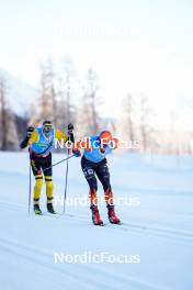 20.01.2024, Zuoz Switzerland (SUI): Haakon Fossum Holden (NOR), (l-r), Eddie Edstroem (SWE) - Ski Classics La Diagonela, Zuoz (SUI). www.nordicfocus.com. © Barbieri/NordicFocus. Every downloaded picture is fee-liable.