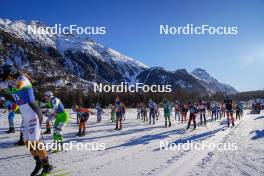 20.01.2024, Zuoz Switzerland (SUI): Julie Kvale Stoestad (NOR), Hanna Fine (FRA), Hanna Sandholt Hansen (NOR), Oona Kettunen (FIN), Karolina Hedenstroem (SWE), Silje Oeyre Slind (NOR), (l-r)  - Ski Classics La Diagonela, Zuoz (SUI). www.nordicfocus.com. © Barbieri/NordicFocus. Every downloaded picture is fee-liable.