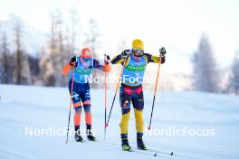 20.01.2024, Zuoz Switzerland (SUI): Petter Stakston (NOR), Johannes Ekloef (SWE), (l-r)  - Ski Classics La Diagonela, Zuoz (SUI). www.nordicfocus.com. © Barbieri/NordicFocus. Every downloaded picture is fee-liable.