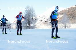 20.01.2024, Zuoz Switzerland (SUI): Nils Dahlsten (SWE), Torgeir Sulen Hovland (NOR), Oskar Kardin (SWE), (l-r)  - Ski Classics La Diagonela, Zuoz (SUI). www.nordicfocus.com. © Barbieri/NordicFocus. Every downloaded picture is fee-liable.