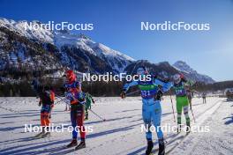 20.01.2024, Zuoz Switzerland (SUI): Leonie Harivel (FRA), Chiara Caminada (ITA), Anna-Marie Hejna (CZE), (l-r)  - Ski Classics La Diagonela, Zuoz (SUI). www.nordicfocus.com. © Barbieri/NordicFocus. Every downloaded picture is fee-liable.