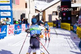 20.01.2024, Zuoz Switzerland (SUI): Magni Smedaas (NOR), Kati Roivas (FIN), (l-r)  - Ski Classics La Diagonela, Zuoz (SUI). www.nordicfocus.com. © Barbieri/NordicFocus. Every downloaded picture is fee-liable.