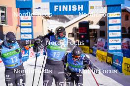20.01.2024, Zuoz Switzerland (SUI): Oskar Kardin (SWE), Runar Skaug Mathisen (NOR), Alvar Myhlback (SWE), (l-r)  - Ski Classics La Diagonela, Zuoz (SUI). www.nordicfocus.com. © Barbieri/NordicFocus. Every downloaded picture is fee-liable.