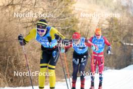 28.01.2024, Trentino, Italy (ITA): Ole Joergen Bruvoll (NOR), Torgeir Sulen Hovland (NOR), Edvard Sandvik (NOR), (l-r) - Ski Classics Marcialonga, Trentino (ITA). www.nordicfocus.com. © Vanzetta/NordicFocus. Every downloaded picture is fee-liable.