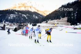 28.01.2024, Trentino, Italy (ITA): Edvard Sandvik (NOR), Joar Thele (NOR), Petter Northug Jr (NOR), Gian Flurin Pfaeffli (SUI), (l-r) - Ski Classics Marcialonga, Trentino (ITA). www.nordicfocus.com. © Vanzetta/NordicFocus. Every downloaded picture is fee-liable.