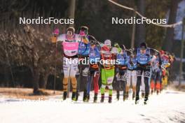 28.01.2024, Trentino, Italy (ITA): Axel Jutterstrooem (SWE), Oskar Kardin (SWE), Jeremy Royer (FRA), Thomas Bing (GER), Torleif Syrstad (NOR), (l-r) - Ski Classics Marcialonga, Trentino (ITA). www.nordicfocus.com. © Vanzetta/NordicFocus. Every downloaded picture is fee-liable.