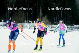 28.01.2024, Trentino, Italy (ITA): Astrid Oeyre Slind (NOR), Tove Ericsson (SWE), Masako Ishida (JPN), (l-r) - Ski Classics Marcialonga, Trentino (ITA). www.nordicfocus.com. © Vanzetta/NordicFocus. Every downloaded picture is fee-liable.
