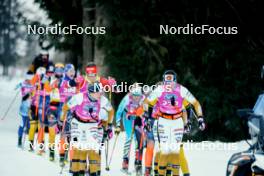 28.01.2024, Trentino, Italy (ITA): Magni Smedaas (NOR), Sofie Elebro (SWE), (l-r) - Ski Classics Marcialonga, Trentino (ITA). www.nordicfocus.com. © Vanzetta/NordicFocus. Every downloaded picture is fee-liable.