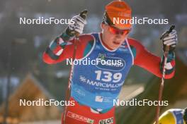 28.01.2024, Trentino, Italy (ITA): Edvard Sandvik (NOR) - Ski Classics Marcialonga, Trentino (ITA). www.nordicfocus.com. © Vanzetta/NordicFocus. Every downloaded picture is fee-liable.