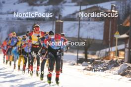28.01.2024, Trentino, Italy (ITA): Amund Hoel (NOR), Kasper Stadaas (NOR), Emil Persson (SWE), Torgeir Sulen Hovland (NOR), Johan Hoel (NOR), Karstein Johaug (NOR), (l-r) - Ski Classics Marcialonga, Trentino (ITA). www.nordicfocus.com. © Vanzetta/NordicFocus. Every downloaded picture is fee-liable.