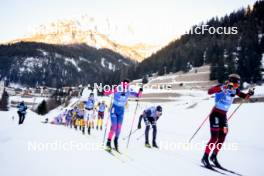 28.01.2024, Trentino, Italy (ITA): Eirik Sverdrup Augdal (NOR), Einar Kalland-Olsen (NOR), Miro Karppanen (FIN), (l-r) - Ski Classics Marcialonga, Trentino (ITA). www.nordicfocus.com. © Vanzetta/NordicFocus. Every downloaded picture is fee-liable.