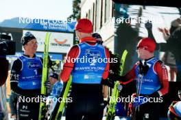 28.01.2024, Trentino, Italy (ITA): Emil Persson (SWE), Andreas Nygaard (NOR), Johan Hoel (NOR), (l-r) - Ski Classics Marcialonga, Trentino (ITA). www.nordicfocus.com. © Vanzetta/NordicFocus. Every downloaded picture is fee-liable.