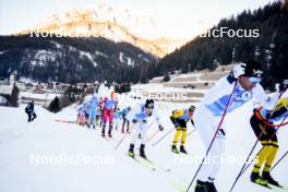 28.01.2024, Trentino, Italy (ITA): Jan Srail (CZE), Edvard Sandvik (NOR), Joar Thele (NOR), (l-r) - Ski Classics Marcialonga, Trentino (ITA). www.nordicfocus.com. © Vanzetta/NordicFocus. Every downloaded picture is fee-liable.