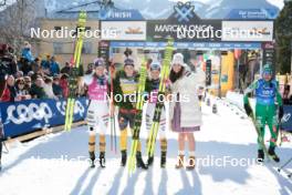 28.01.2024, Trentino, Italy (ITA): Magni Smedaas (NOR), Emilie Fleten (NOR), Kati Roivas (FIN), (l-r) - Ski Classics Marcialonga, Trentino (ITA). www.nordicfocus.com. © Vanzetta/NordicFocus. Every downloaded picture is fee-liable.