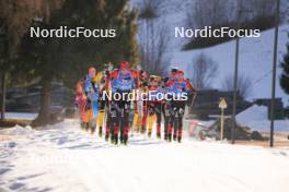 28.01.2024, Trentino, Italy (ITA): Amund Hoel (NOR), Kasper Stadaas (NOR), Emil Persson (SWE), Torgeir Sulen Hovland (NOR), Johan Hoel (NOR), Karstein Johaug (NOR), (l-r) - Ski Classics Marcialonga, Trentino (ITA). www.nordicfocus.com. © Vanzetta/NordicFocus. Every downloaded picture is fee-liable.