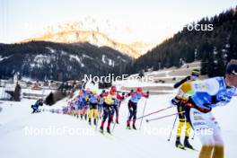 28.01.2024, Trentino, Italy (ITA): Alfred Buskqvist (SWE), Kasper Stadaas (NOR), Andreas Nygaard (NOR), (l-r) - Ski Classics Marcialonga, Trentino (ITA). www.nordicfocus.com. © Vanzetta/NordicFocus. Every downloaded picture is fee-liable.