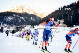 28.01.2024, Trentino, Italy (ITA): Amund Riege (NOR), Gustav Eriksson (SWE), Max Novak (SWE), (l-r) - Ski Classics Marcialonga, Trentino (ITA). www.nordicfocus.com. © Vanzetta/NordicFocus. Every downloaded picture is fee-liable.