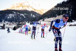 28.01.2024, Trentino, Italy (ITA): Klas Nilsson (SWE), Torleif Syrstad (NOR), Jeremy Royer (FRA), Alvar Myhlback (SWE), (l-r) - Ski Classics Marcialonga, Trentino (ITA). www.nordicfocus.com. © Vanzetta/NordicFocus. Every downloaded picture is fee-liable.