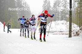 03.03.2024, Saelen-Mora, Sweden (SWE): Alvar Myhlback (SWE), Torleif Syrstad (NOR), Thomas Odegaarden (NOR), Johan Hoel (NOR), (l-r) - Ski Classics Vasaloppet, Saelen-Mora (SWE). www.nordicfocus.com. © Reichert/NordicFocus. Every downloaded picture is fee-liable.