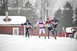 03.03.2024, Saelen-Mora, Sweden (SWE): Oskar Kardin (SWE), Axel Jutterstroem (SWE), Andreas Nygaard (NOR), Runar Skaug Mathisen (NOR), (l-r) - Ski Classics Vasaloppet, Saelen-Mora (SWE). www.nordicfocus.com. © Reichert/NordicFocus. Every downloaded picture is fee-liable.