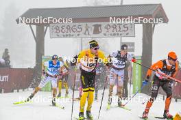 03.03.2024, Saelen-Mora, Sweden (SWE): Eirik Sverdrup Augdal (NOR), Ole Joergen Bruvoll (NOR), Joel Andersson (SWE), Haakon Holden (NOR), (l-r) - Ski Classics Vasaloppet, Saelen-Mora (SWE). www.nordicfocus.com. © Reichert/NordicFocus. Every downloaded picture is fee-liable.