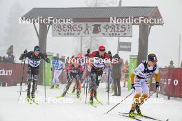 03.03.2024, Saelen-Mora, Sweden (SWE): Marcus Johansson (SWE), Karstein Johaug (NOR), Andreas Nygaard (NOR), Morten Eide Pedersen (NOR), (l-r) - Ski Classics Vasaloppet, Saelen-Mora (SWE). www.nordicfocus.com. © Reichert/NordicFocus. Every downloaded picture is fee-liable.