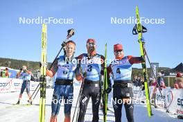17.03.2024, Rena-Lillehammer, Norway (NOR): Max Novak (SWE), Andreas Nygaard (NOR), Johan Hoel (NOR), (l-r) - Ski Classics Birkebeinerrennet, Rena-Lillehammer (NOR). www.nordicfocus.com. © Reichert/NordicFocus. Every downloaded picture is fee-liable.