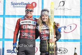 17.03.2024, Rena-Lillehammer, Norway (NOR): Johan Hoel (NOR), Emilie Fleten (NOR), (l-r) - Ski Classics Birkebeinerrennet, Rena-Lillehammer (NOR). www.nordicfocus.com. © Reichert/NordicFocus. Every downloaded picture is fee-liable.