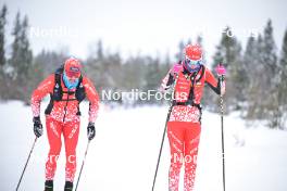 15.03.2024, Rena-Lillehammer, Norway (NOR): Lorenzo Busin (ITA), Heli Heiskanen (FIN), (l-r) - training, Ski Classics Birkebeinerrennet,  Rena-Lillehammer (NOR). www.nordicfocus.com. © Reichert/NordicFocus. Every downloaded picture is fee-liable.