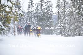 15.03.2024, Rena-Lillehammer, Norway (NOR): Vetle Thyli (NOR), Magnus Vesterheim (NOR), Fredrik Helgestad (NOR), Simen Ramstad (NOR), Herman Paus (NOR), Emilie Fleten (NOR) (l-r) - training, Ski Classics Birkebeinerrennet,  Rena-Lillehammer (NOR). www.nordicfocus.com. © Reichert/NordicFocus. Every downloaded picture is fee-liable.