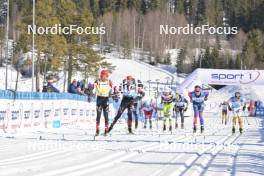 17.03.2024, Rena-Lillehammer, Norway (NOR): Kasper Stadaas (NOR), Karstein Johaug (NOR), Thomas Bing (GER), Einar Kalland-Olsen (NOR), Axel Jutterstroem (SWE), (l-r) - Ski Classics Birkebeinerrennet, Rena-Lillehammer (NOR). www.nordicfocus.com. © Reichert/NordicFocus. Every downloaded picture is fee-liable.