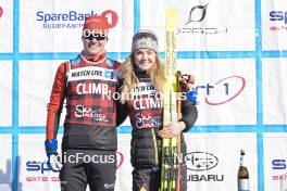 17.03.2024, Rena-Lillehammer, Norway (NOR): Johan Hoel (NOR), Emilie Fleten (NOR), (l-r) - Ski Classics Birkebeinerrennet, Rena-Lillehammer (NOR). www.nordicfocus.com. © Reichert/NordicFocus. Every downloaded picture is fee-liable.