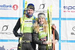 17.03.2024, Rena-Lillehammer, Norway (NOR): Amund Hoel (NOR), Emilie Fleten (NOR), (l-r) - Ski Classics Birkebeinerrennet, Rena-Lillehammer (NOR). www.nordicfocus.com. © Reichert/NordicFocus. Every downloaded picture is fee-liable.