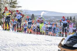 17.03.2024, Rena-Lillehammer, Norway (NOR): Kasper Stadaas (NOR), Andreas Nygaard (NOR), Max Novak (SWE), Johan Hoel (NOR), Thomas Bing (GER), Petter Stakston (NOR), Stian Hoelgaard (NOR), Karstein Johaug (NOR), Thomas Odegaarden (NOR), (l-r) - Ski Classics Birkebeinerrennet, Rena-Lillehammer (NOR). www.nordicfocus.com. © Reichert/NordicFocus. Every downloaded picture is fee-liable.
